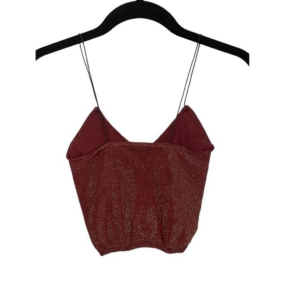 Intimately Free People Skinny Strap Seamless Sparkle Brami in Maroon Size XS/S - Picture 4 of 7